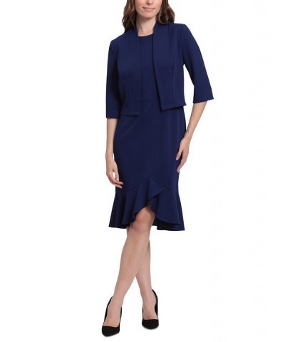 Petite 2-Pc. Jacket & Ruffled-Hem Sheath Dress Set Navy $49.02 Dresses