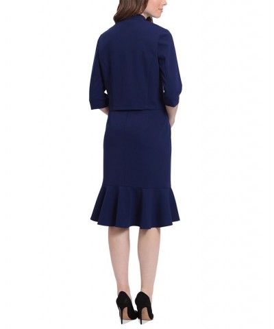 Petite 2-Pc. Jacket & Ruffled-Hem Sheath Dress Set Navy $49.02 Dresses