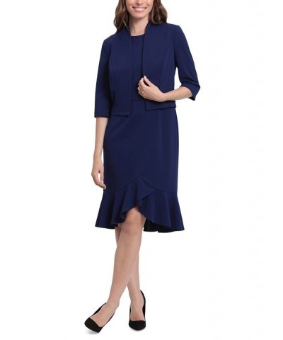 Petite 2-Pc. Jacket & Ruffled-Hem Sheath Dress Set Navy $49.02 Dresses