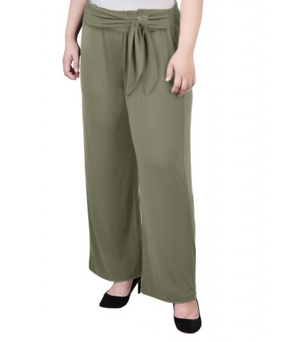 Plus Size Pull On with Sash Pants Green $15.18 Pants