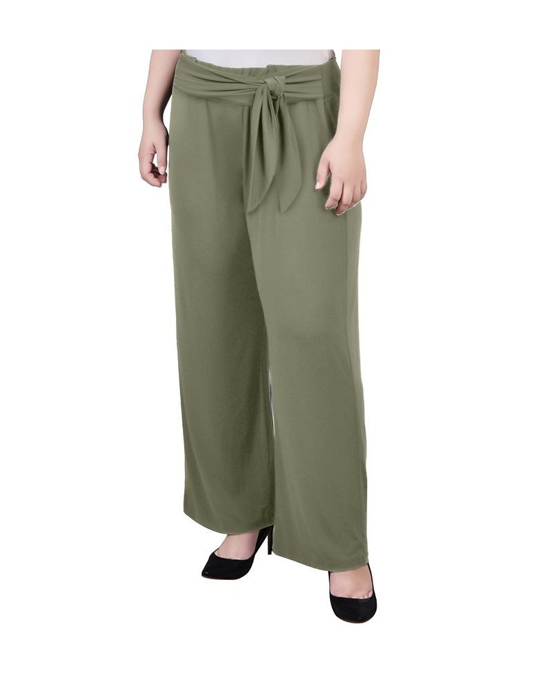 Plus Size Pull On with Sash Pants Green $15.18 Pants