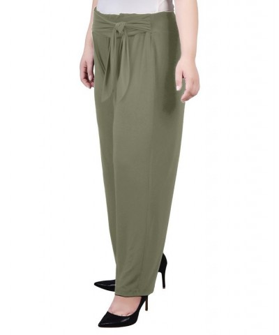 Plus Size Pull On with Sash Pants Green $15.18 Pants