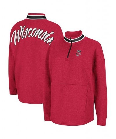 Women's Heathered Red Wisconsin Badgers Alice 2-Hit Fleece Quarter-Zip Jacket Heathered Red $27.95 Jackets