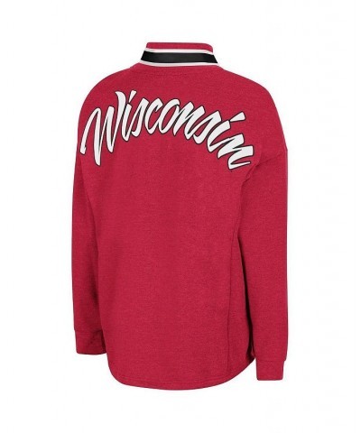 Women's Heathered Red Wisconsin Badgers Alice 2-Hit Fleece Quarter-Zip Jacket Heathered Red $27.95 Jackets