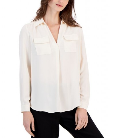 Women's Flap-Pocket Popover Shirt Anne White $30.77 Tops