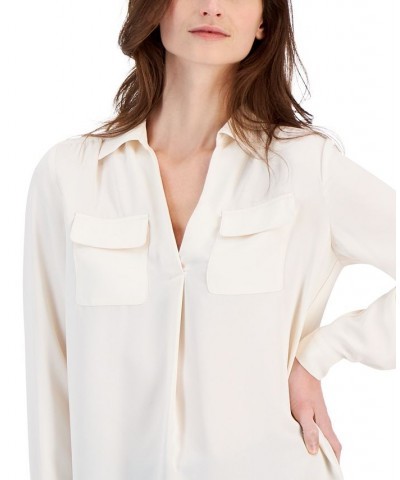 Women's Flap-Pocket Popover Shirt Anne White $30.77 Tops