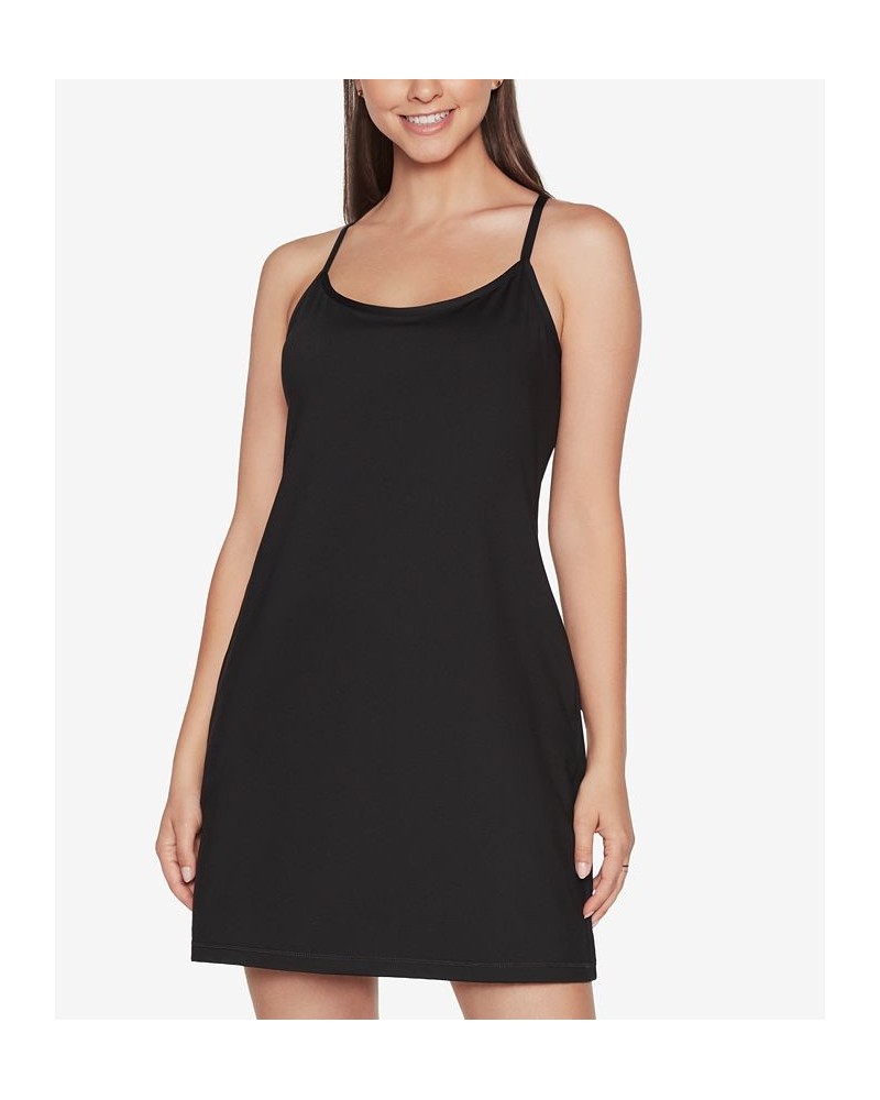 Women's GO STRETCH Strappy Racerback Active Dress Black $21.20 Dresses