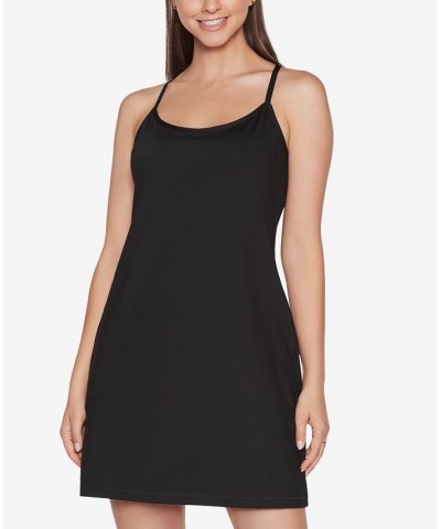 Women's GO STRETCH Strappy Racerback Active Dress Black $21.20 Dresses