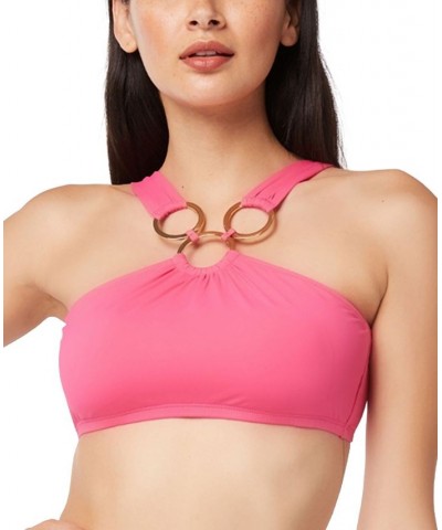 Ring-Neckline Bikini Top Pink $24.11 Swimsuits