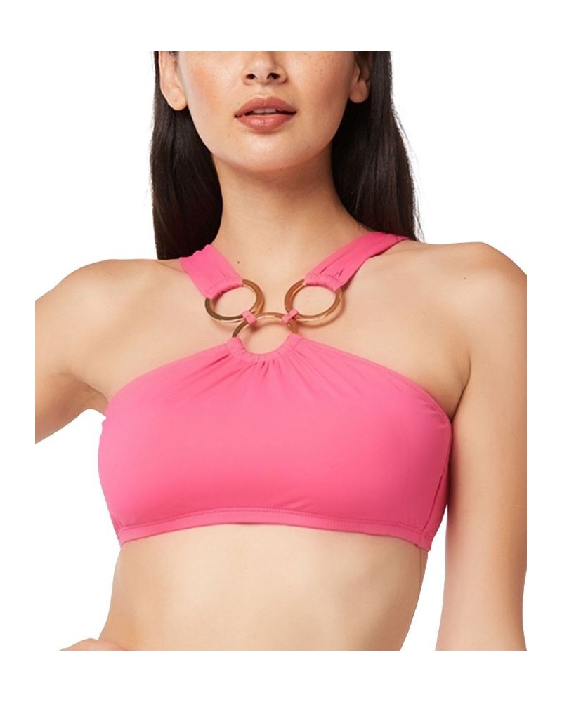 Ring-Neckline Bikini Top Pink $24.11 Swimsuits