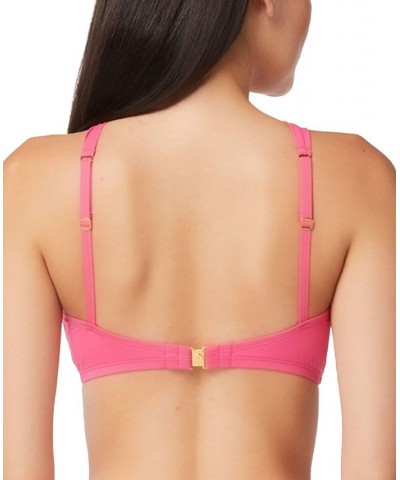 Ring-Neckline Bikini Top Pink $24.11 Swimsuits