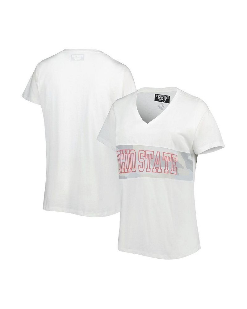 Women's White Arctic Camo Ohio State Buckeyes Plus Size Pieced Body V-Neck T-shirt White, Arctic Camo $23.50 Tops