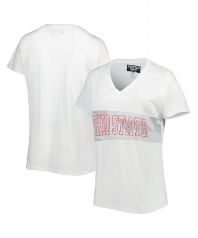 Women's White Arctic Camo Ohio State Buckeyes Plus Size Pieced Body V-Neck T-shirt White, Arctic Camo $23.50 Tops