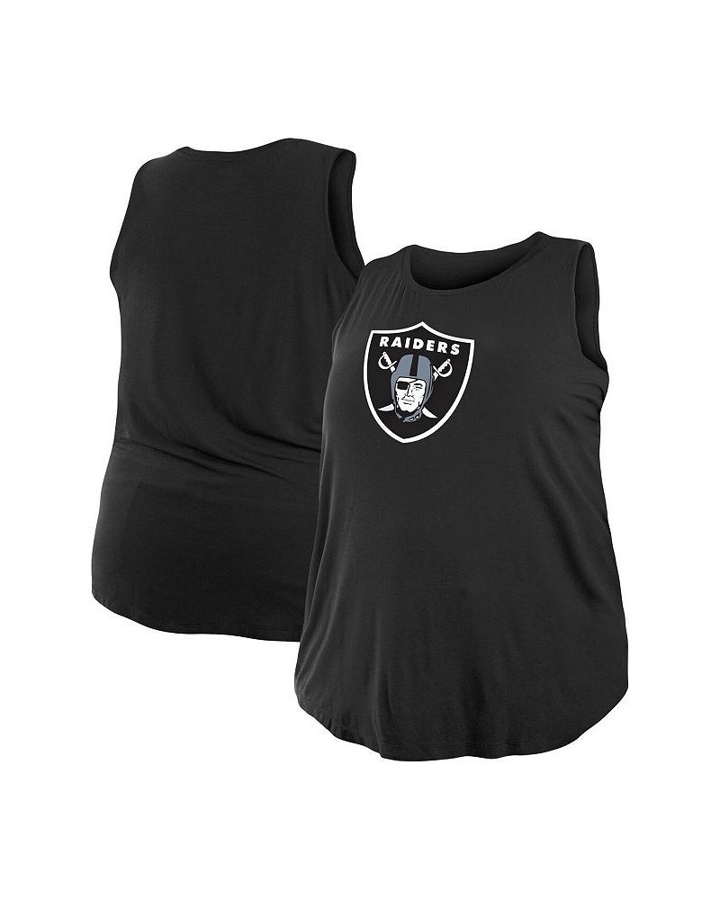 Women's Black Las Vegas Raiders Plus Size Tank Top Black $22.00 Tops