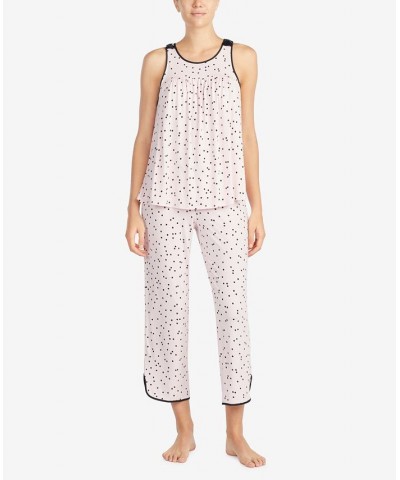 Women's Sleeveless Modal Knit Capri Pajama Set Pink $47.52 Sleepwear