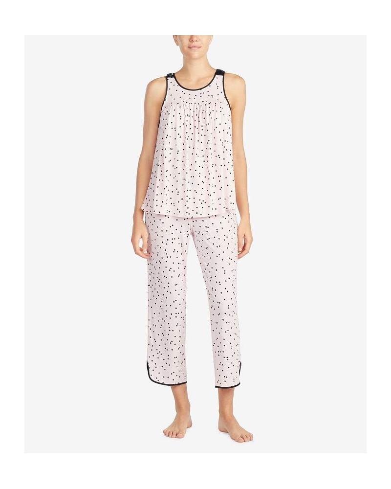 Women's Sleeveless Modal Knit Capri Pajama Set Pink $47.52 Sleepwear