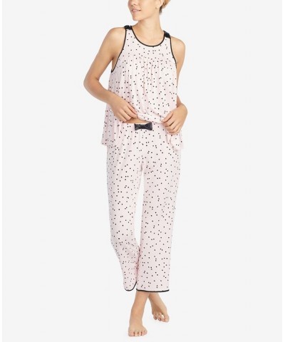 Women's Sleeveless Modal Knit Capri Pajama Set Pink $47.52 Sleepwear