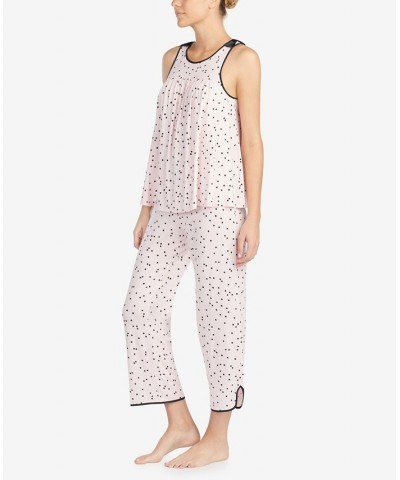 Women's Sleeveless Modal Knit Capri Pajama Set Pink $47.52 Sleepwear