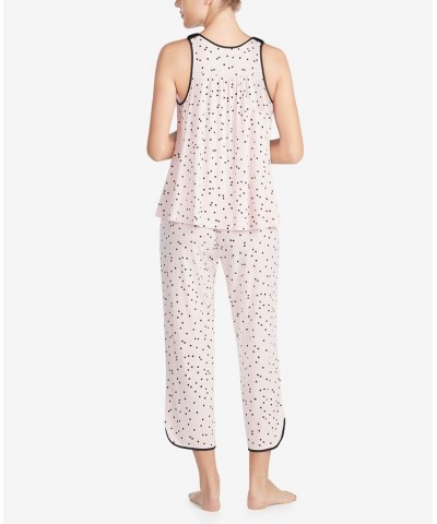 Women's Sleeveless Modal Knit Capri Pajama Set Pink $47.52 Sleepwear