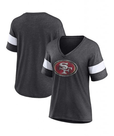 Women's Branded Heathered Charcoal San Francisco 49ers Distressed Team Tri-Blend V-Neck T-shirt Heathered Charcoal $24.95 Tops