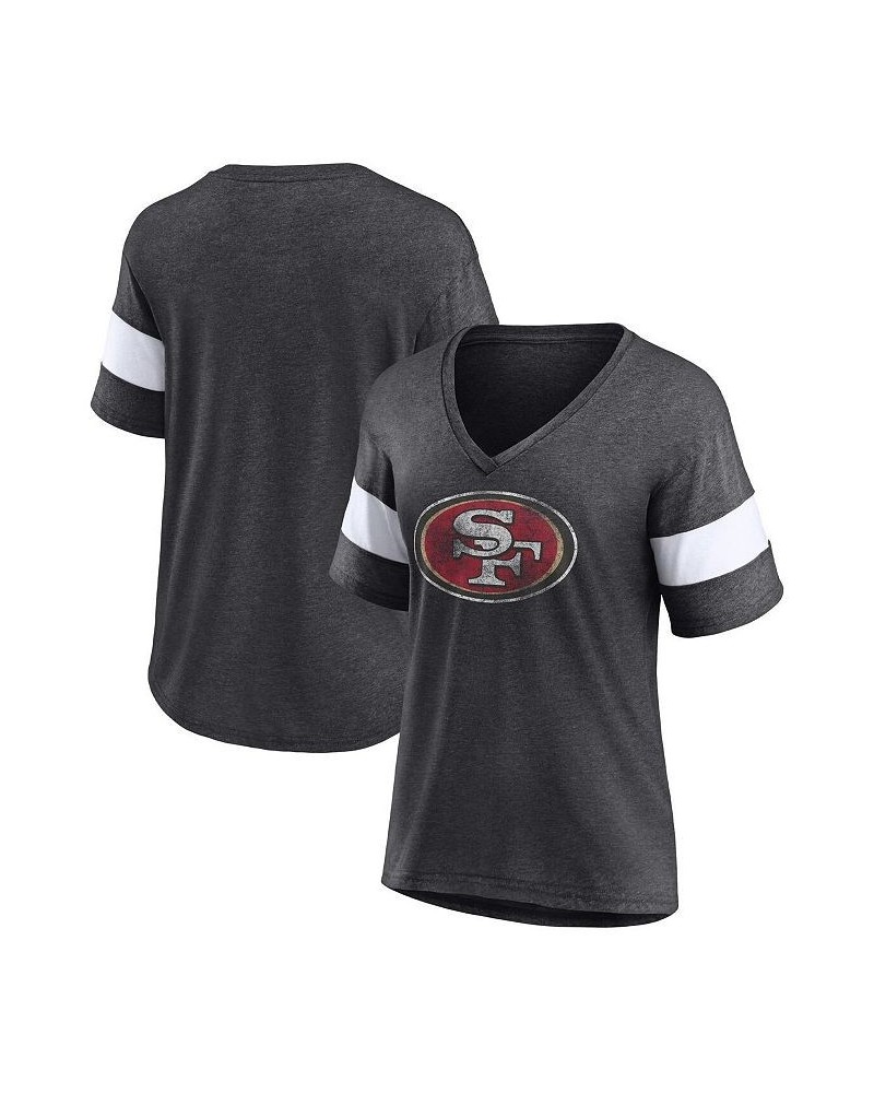 Women's Branded Heathered Charcoal San Francisco 49ers Distressed Team Tri-Blend V-Neck T-shirt Heathered Charcoal $24.95 Tops