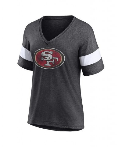 Women's Branded Heathered Charcoal San Francisco 49ers Distressed Team Tri-Blend V-Neck T-shirt Heathered Charcoal $24.95 Tops