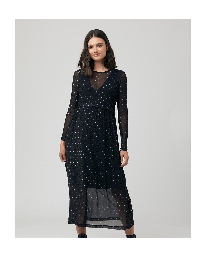 Women's Dot Nursing Dress Black Black $31.00 Dresses