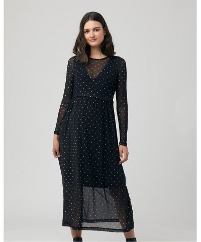 Women's Dot Nursing Dress Black Black $31.00 Dresses