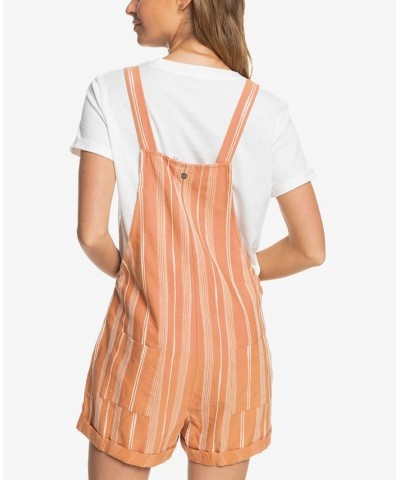 Juniors' Silver Sky Striped Overalls Toasted Nut Bico Stripe $21.36 Shorts