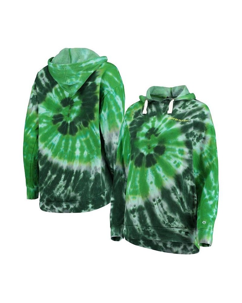 Women's Green Oregon Ducks Slow Ride Spiral Tie-Dye Oversized Pullover Hoodie Green $25.20 Sweatshirts