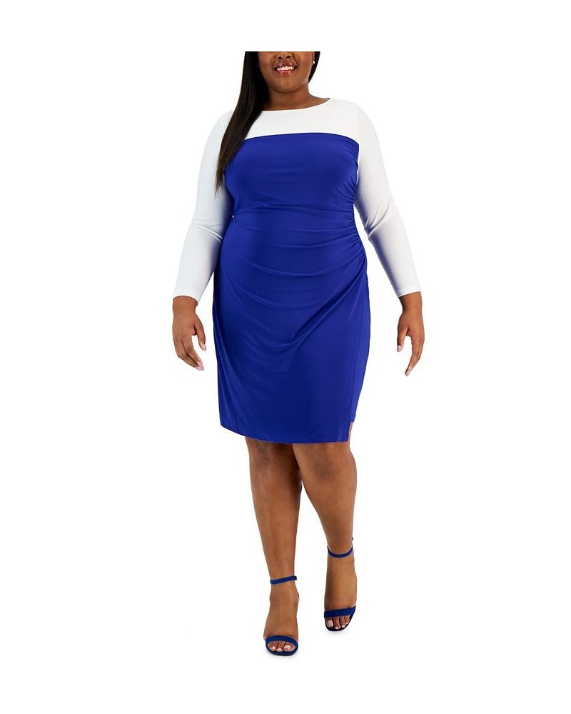 Plus Size Ginger Colorblocked Midi Shift Dress Tan/Beige $24.78 Dresses