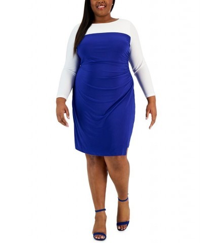 Plus Size Ginger Colorblocked Midi Shift Dress Tan/Beige $24.78 Dresses