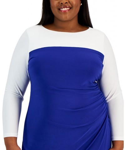 Plus Size Ginger Colorblocked Midi Shift Dress Tan/Beige $24.78 Dresses