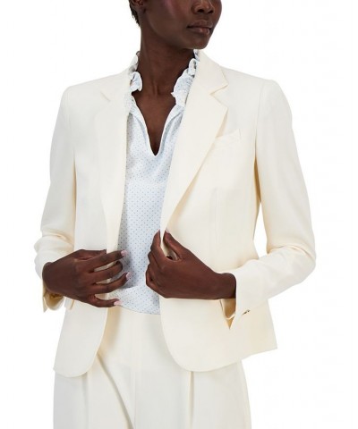Women's Notched-Collar One-Button Blazer White $74.50 Jackets