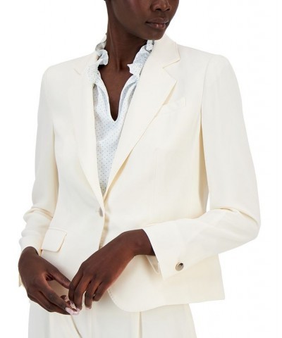 Women's Notched-Collar One-Button Blazer White $74.50 Jackets