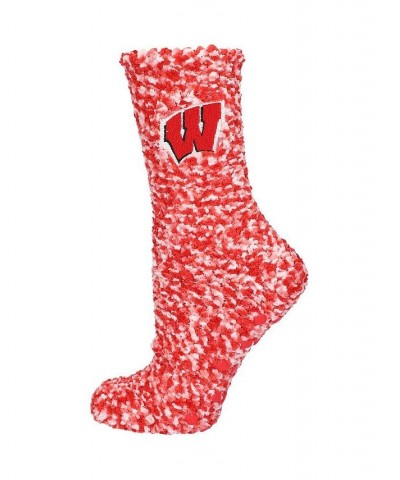 Women's Wisconsin Badgers Marled Fuzzy Socks Red $13.49 Socks