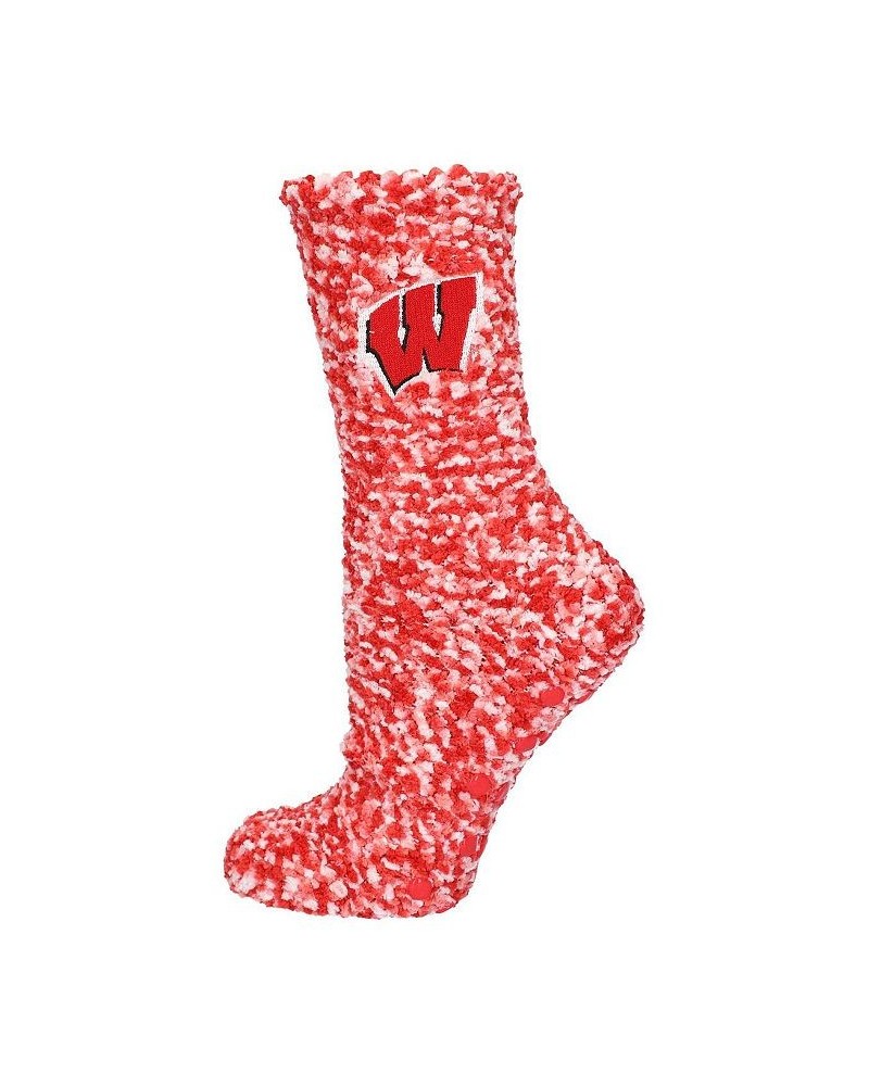 Women's Wisconsin Badgers Marled Fuzzy Socks Red $13.49 Socks