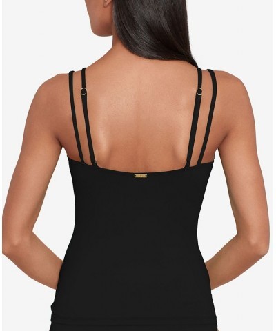 Women's Double-Strap Twist-Front Tankini Top Black $46.25 Swimsuits