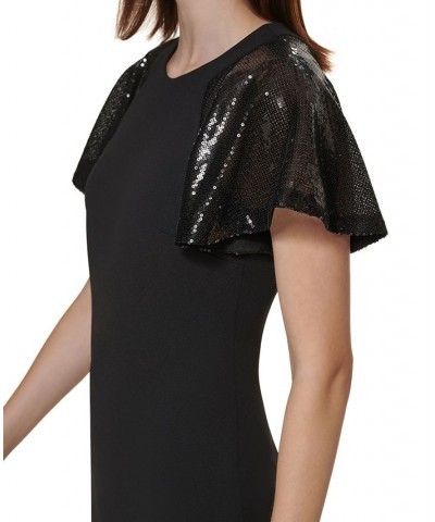 Petite Sequined Flutter-Sleeve Dress Black/Black $26.68 Dresses