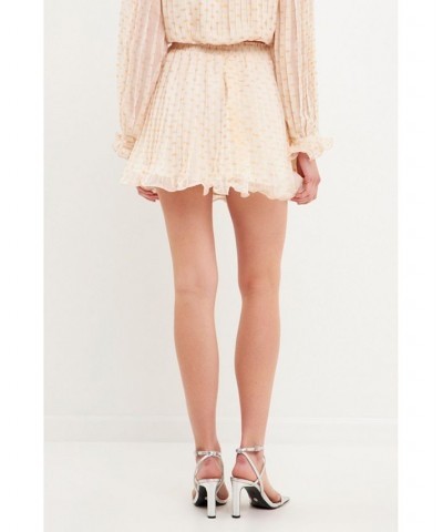 Women's Dot Pleated Mini Skirt Cream $36.00 Skirts