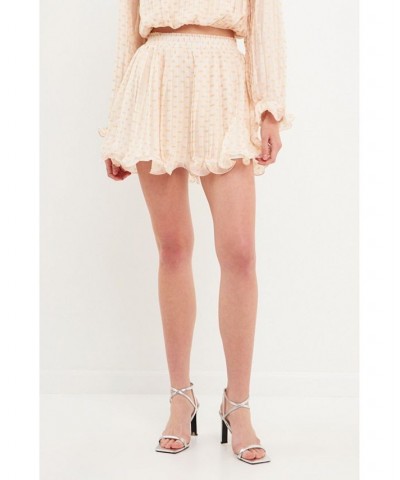 Women's Dot Pleated Mini Skirt Cream $36.00 Skirts