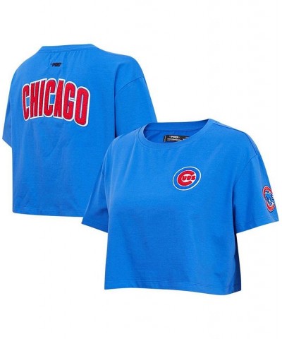 Women's Royal Chicago Cubs Classic Team Boxy Cropped T-shirt Blue $23.00 Tops