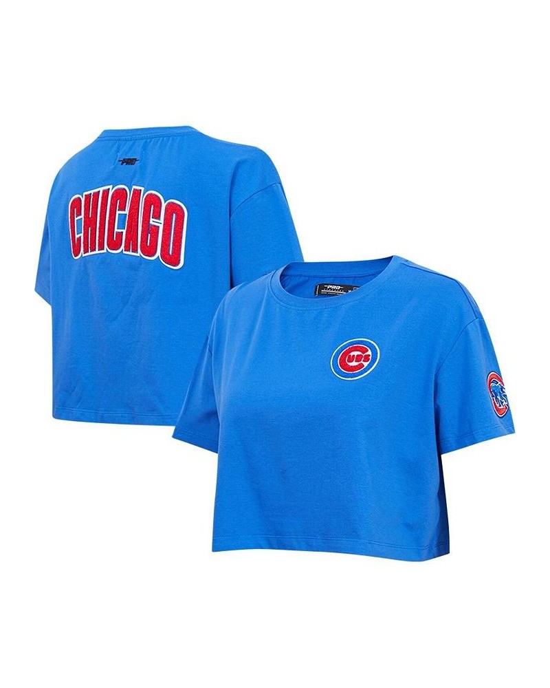 Women's Royal Chicago Cubs Classic Team Boxy Cropped T-shirt Blue $23.00 Tops