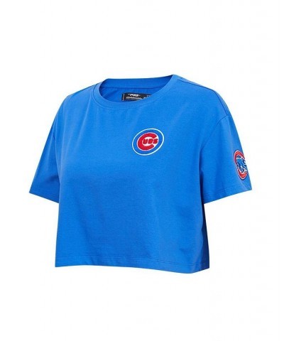 Women's Royal Chicago Cubs Classic Team Boxy Cropped T-shirt Blue $23.00 Tops