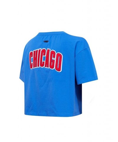 Women's Royal Chicago Cubs Classic Team Boxy Cropped T-shirt Blue $23.00 Tops