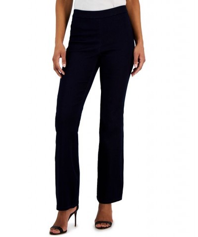 Women's Flared Leg Silhouette Pull-On Denim Pants Indigo Rinse Wash $23.60 Pants