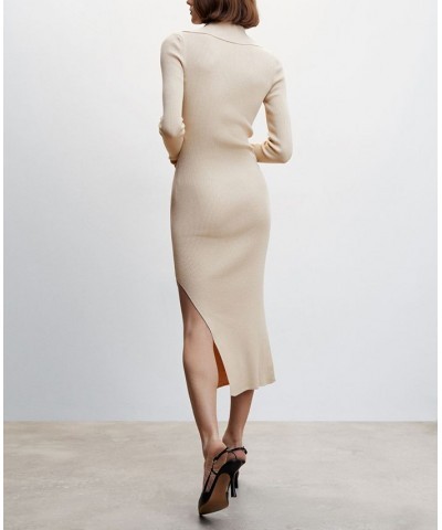 Women's Ribbed Midi Dress Ecru $53.90 Dresses