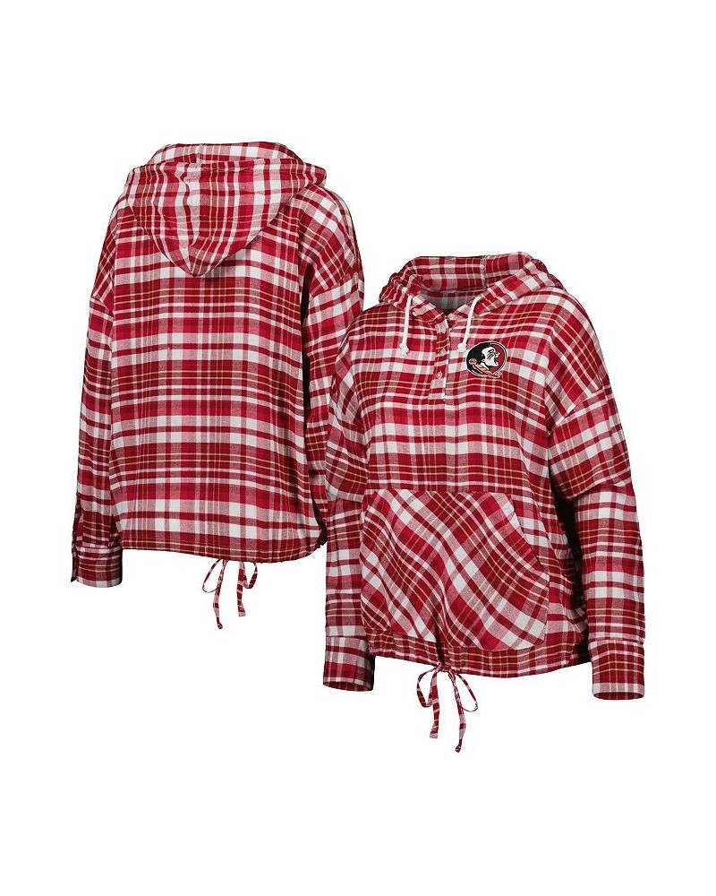 Women's Garnet Florida State Seminoles Mainstay Plaid Pullover Hoodie Red $35.09 Sweatshirts