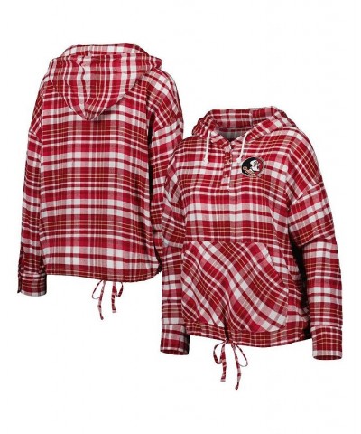 Women's Garnet Florida State Seminoles Mainstay Plaid Pullover Hoodie Red $35.09 Sweatshirts