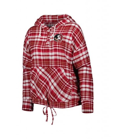 Women's Garnet Florida State Seminoles Mainstay Plaid Pullover Hoodie Red $35.09 Sweatshirts